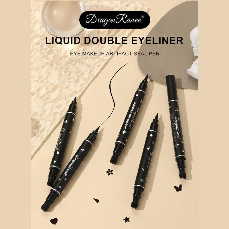 Waterproof Double Head Star Seal Eyeliner Long Lasting Makeup Non-smudging Novice Heart Plum Embellished Eye Tail Eyeliner