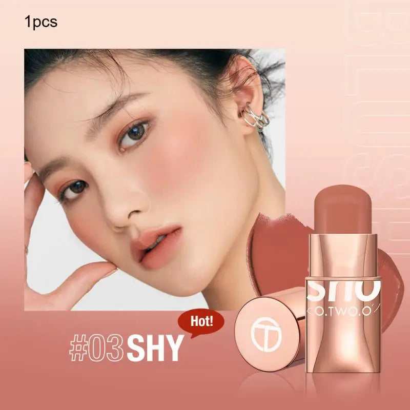 6 Colors Rouge Cheeks Contouring Blush Stick Multi-function Waterproof Lasting Blusher Brightening Blusher Cream Natural Makeup