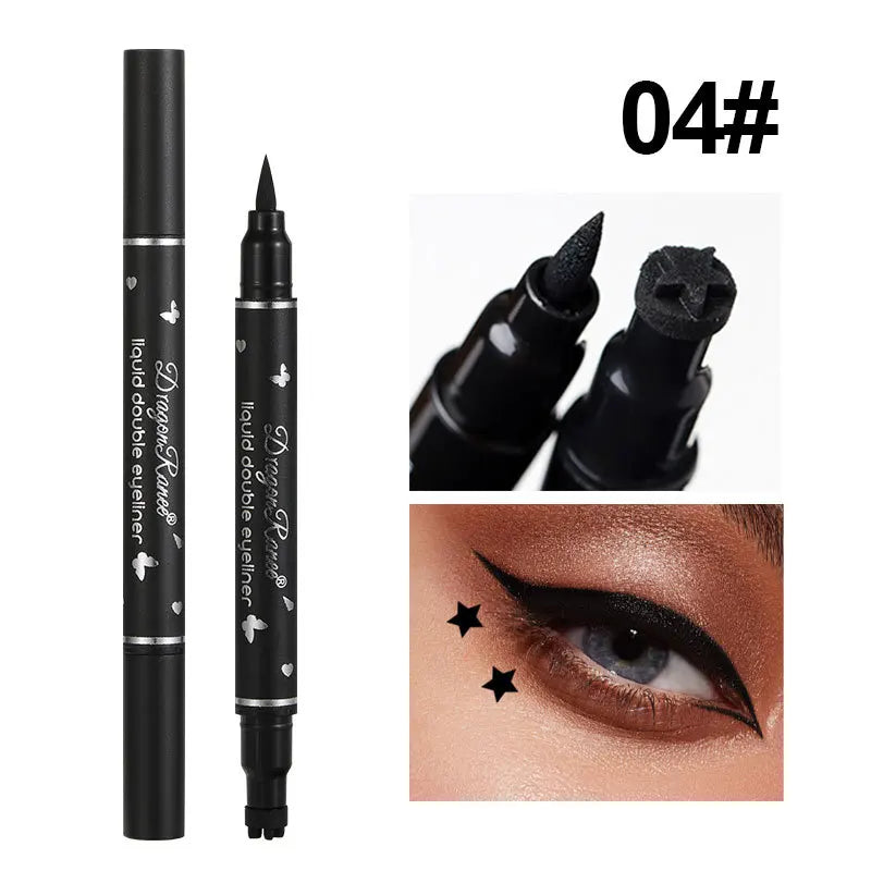 Waterproof Double Head Star Seal Eyeliner Long Lasting Makeup Non-smudging Novice Heart Plum Embellished Eye Tail Eyeliner