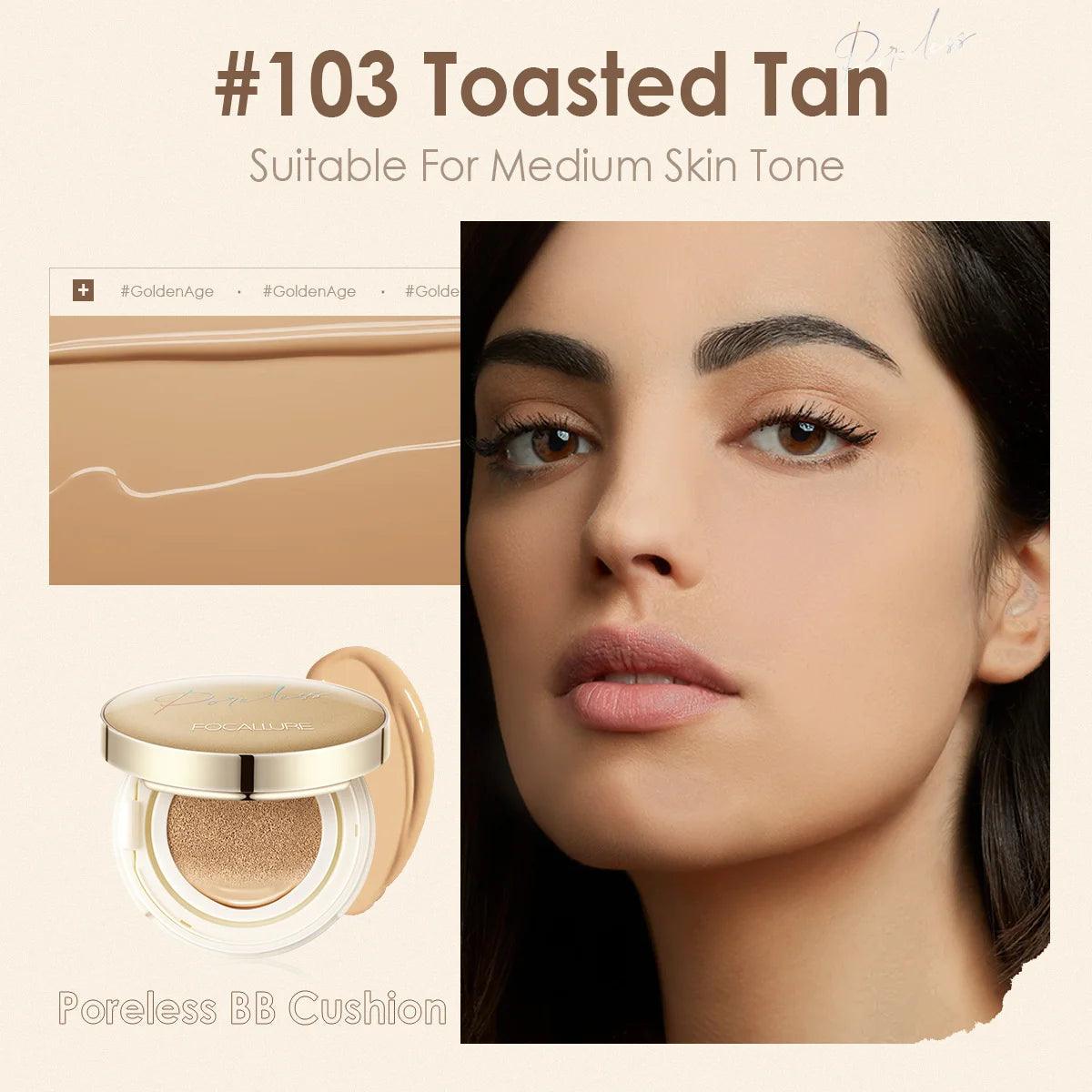 FOCALLURE Waterproof Matte Air Cushion Poreless BB＆CC Cream High Coverage Oil-control Soft Face Makeup Foundation Base Cosmetics - Urbanew