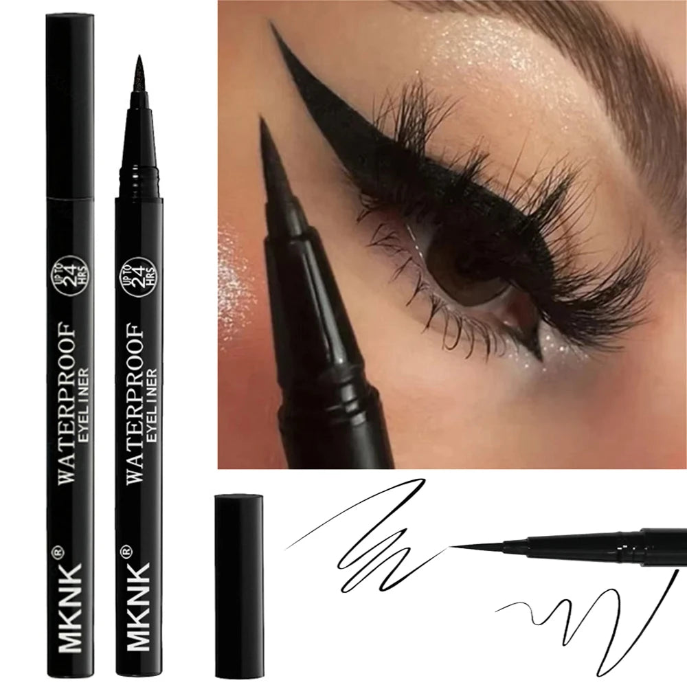 3pcs Waterproof Black Eyeliner Pencils-Smudge-Proof Long-Lasting &Beginner-Friendly Wooden Eyebrow Liner Pen Makeup Combined