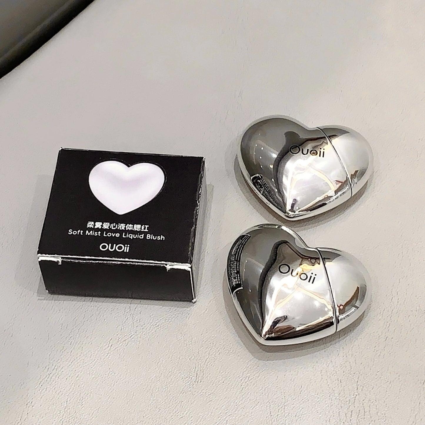 Beautiful Heart Shape Matte Liquid Blush Highly Pigmented Lightweight Long Wear Smooth Cute Silver Blush for Cheeks