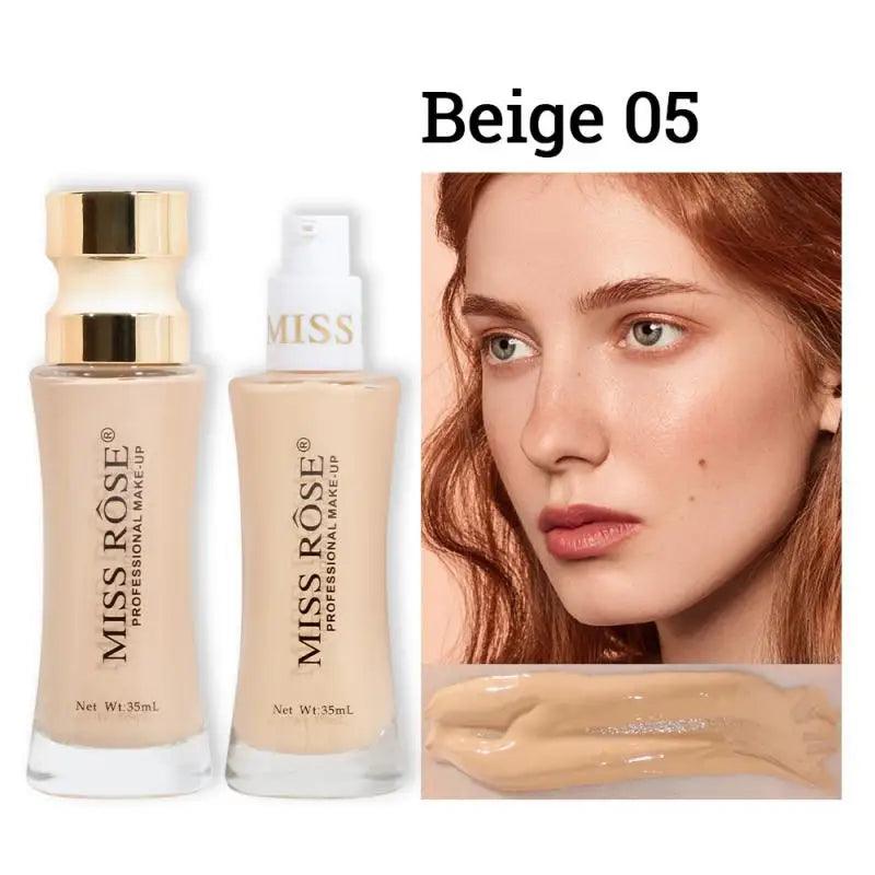 MISS ROSE 35ml Facial Makeup Foundation Liquid Natural Lasting Clear Concealer Light Moisturizing Foundation Cream Brighten Tone - Urbanew