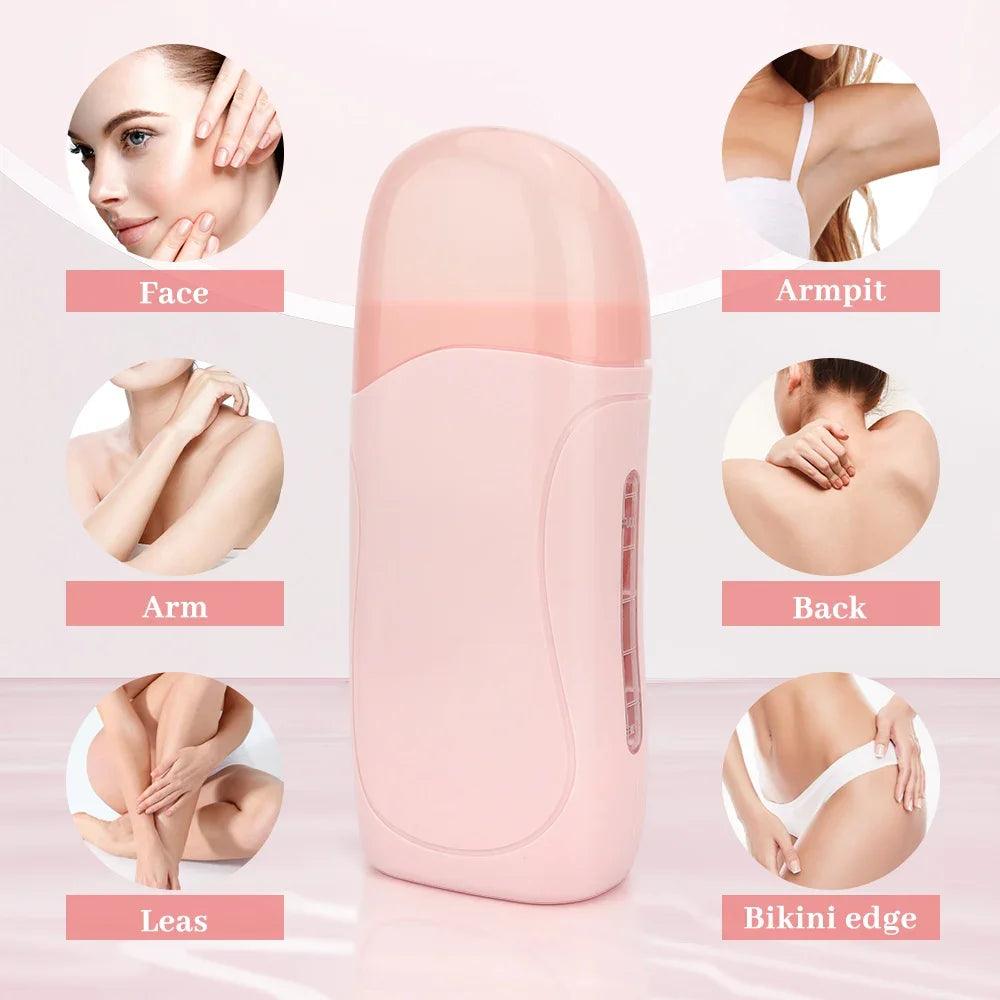 Unisex Roll on Depilatory Wax Cream Hair Removal Roller Wax Heater Waxing Hot Cartridge Warmer Equipment Tool Waxing Kit - Urbanew