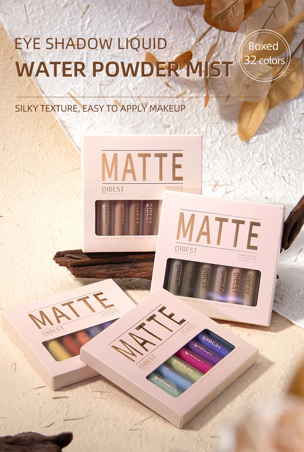 QiBest Matte Liquid Eyeshadow Set - 8 Vibrant Shades for Effortless Eye Looks (Waterproof & Long-Lasting)