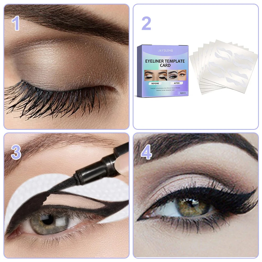 Flawless Eyeliner Stencil Stickers - Perfect Wings & Cat Eyes Made Easy (48 Total)