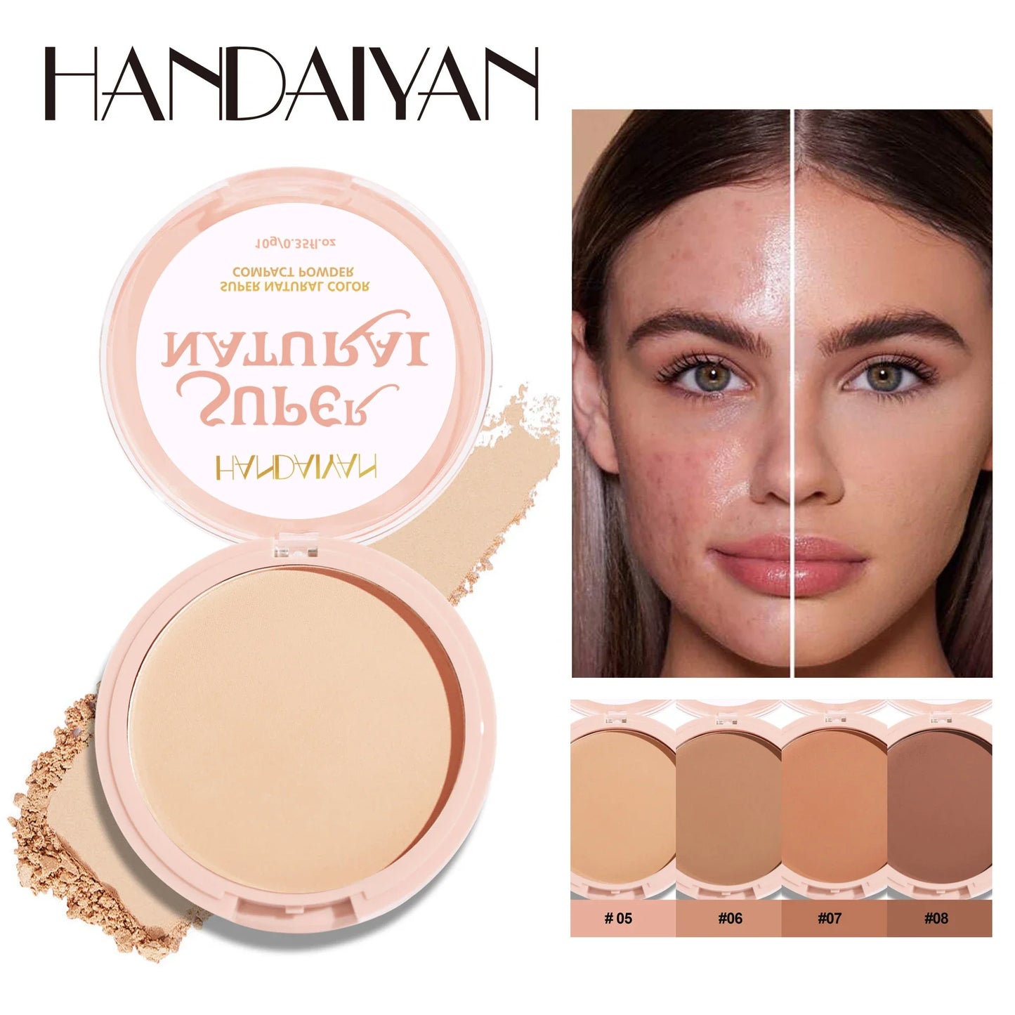 8 Color Matte Face Pressed Powder 24 Hours Oil Control Natural Setting Powder Foundation Full Coverage Waterproof Lasting Makeup