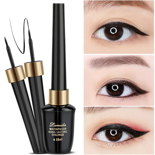 1pcs 10ml Black Liquid Eyeliner Waterproof Makeup Eye Liner Pencil Quick-drying Ultra-fine Brush Head Liquid Eyeliner Pen Korean