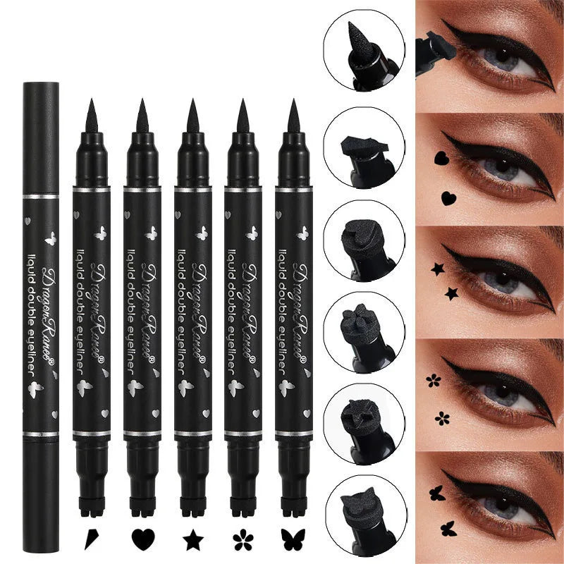 Waterproof Double Head Star Seal Eyeliner Long Lasting Makeup Non-smudging Novice Heart Plum Embellished Eye Tail Eyeliner