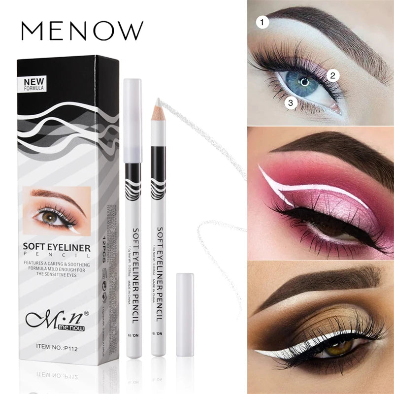 1/12pcs White Eyeliner Makeup Smooth Easy To Wear Lasting Eyes Brightener Waterproof Fashion Eyes Liner Pencils Eye Makeup Tool