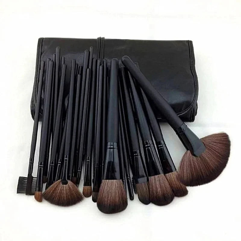 24-Piece Professional Makeup Brush Set with Carrying Case - Vegan & Cruelty-Free