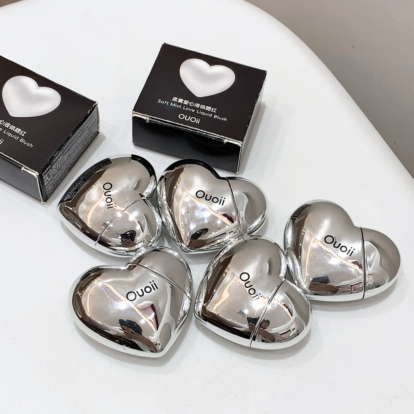 Beautiful Heart Shape Matte Liquid Blush Highly Pigmented Lightweight Long Wear Smooth Cute Silver Blush for Cheeks