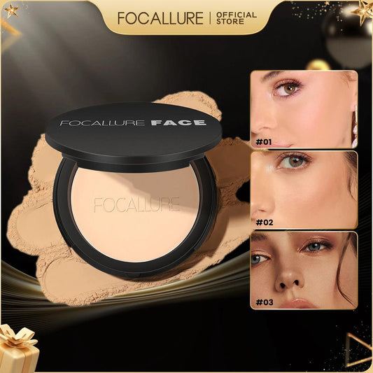 FOCALLURE 9 Colors Pressed Powder Waterproof Long-lasting Full Coverage Face Compact Setting Powder Makeup Foundation Cosmetics - Urbanew