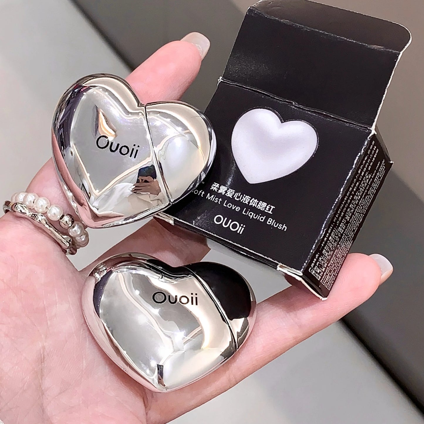 Beautiful Heart Shape Matte Liquid Blush Highly Pigmented Lightweight Long Wear Smooth Cute Silver Blush for Cheeks