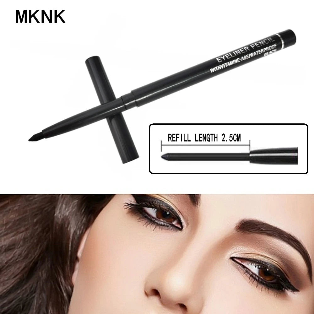 3Pcs Waterproof & Sweat-Proof Black Eyeliner Pencil Combined Lasting Smudge-Proof Bold Eye Makeup Easy Glide Formula for Perfe