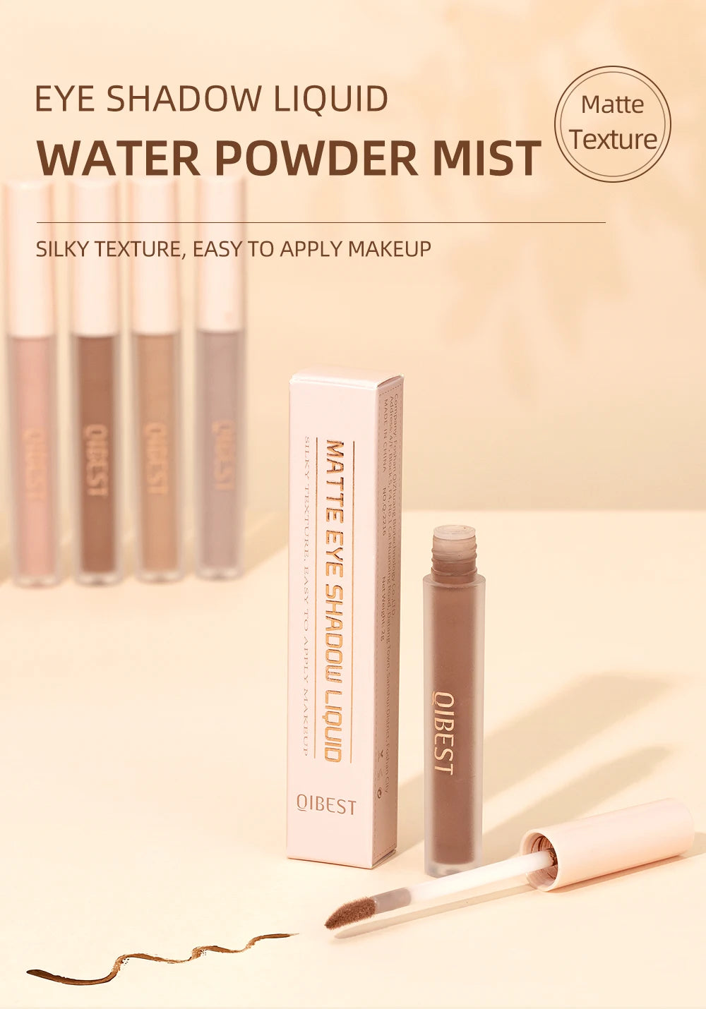 QiBest Matte Liquid Eyeshadow - Waterproof, Long-Lasting Pigment (8 Shades)