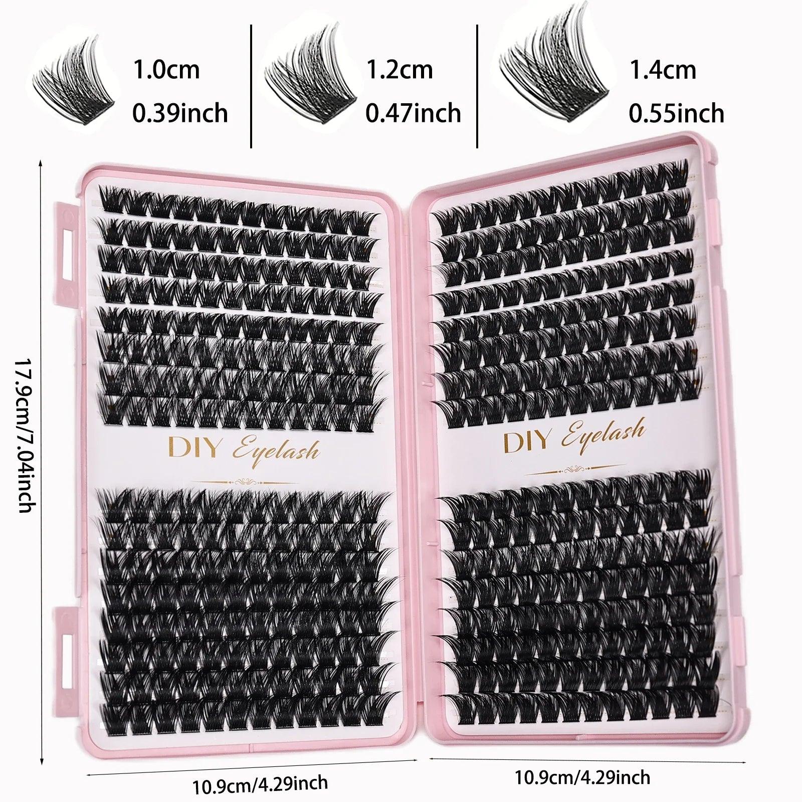 Individual Lashes 10-14mm 384pcs Cluster Lashes Natural Look Mixed Tray DIY Eyelash Extension Volume Clusters Eyelashes - Urbanew