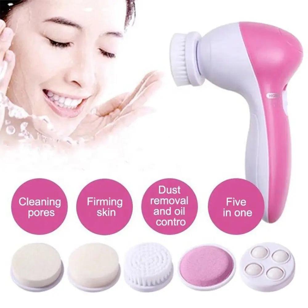 Electric Facial Cleaner 5 IN 1 Face Cleansing Brush Wash Machine Spa Skin Care Massager Blackhead Cleaning Facial Cleanser Tools - Urbanew