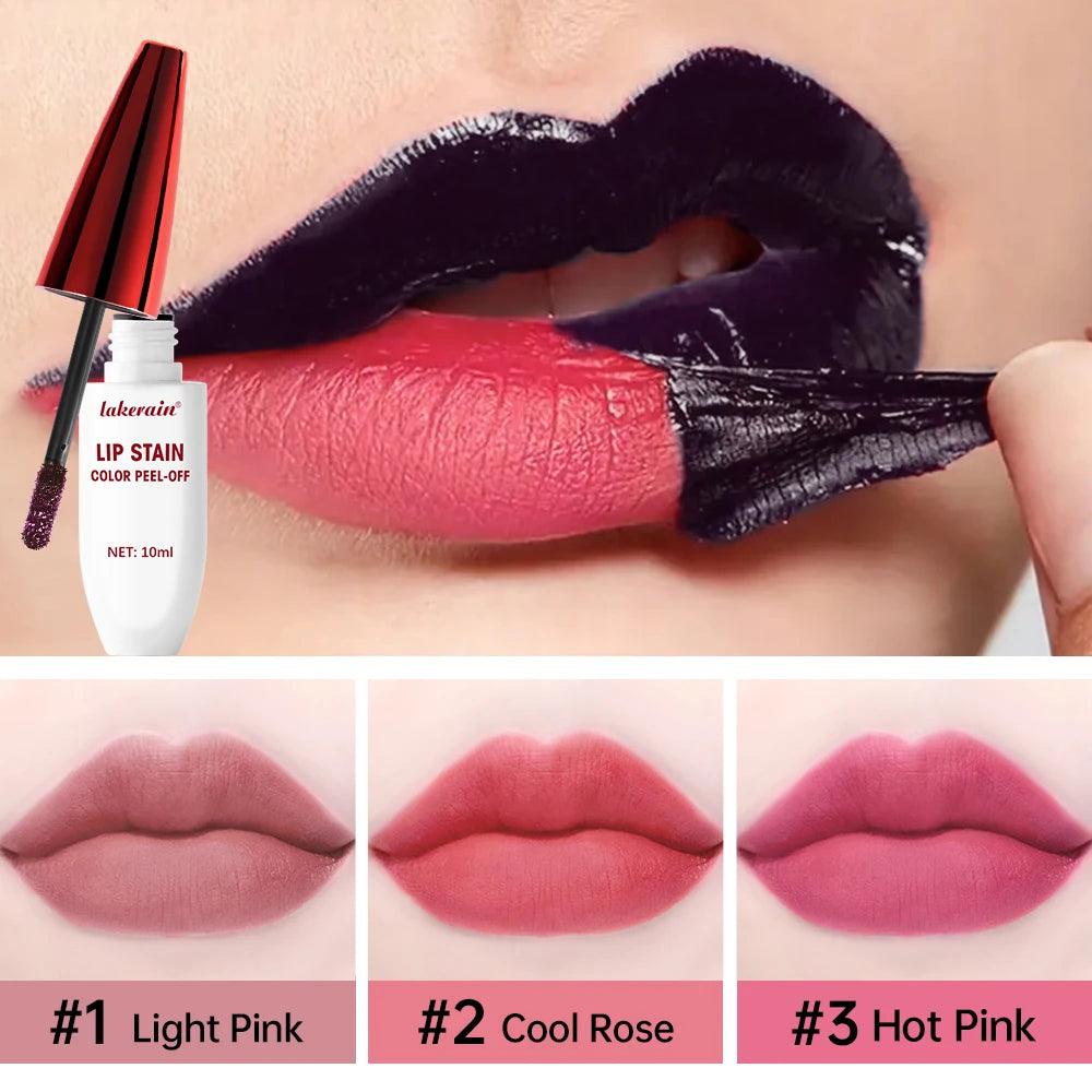 3 Colors Lip Stain Color Peel-Off Stick Set Long-lasting Waterproof Pink Liquid Lip Gloss No Fading And Non-stick Cup Lip Gloss - Urbanew