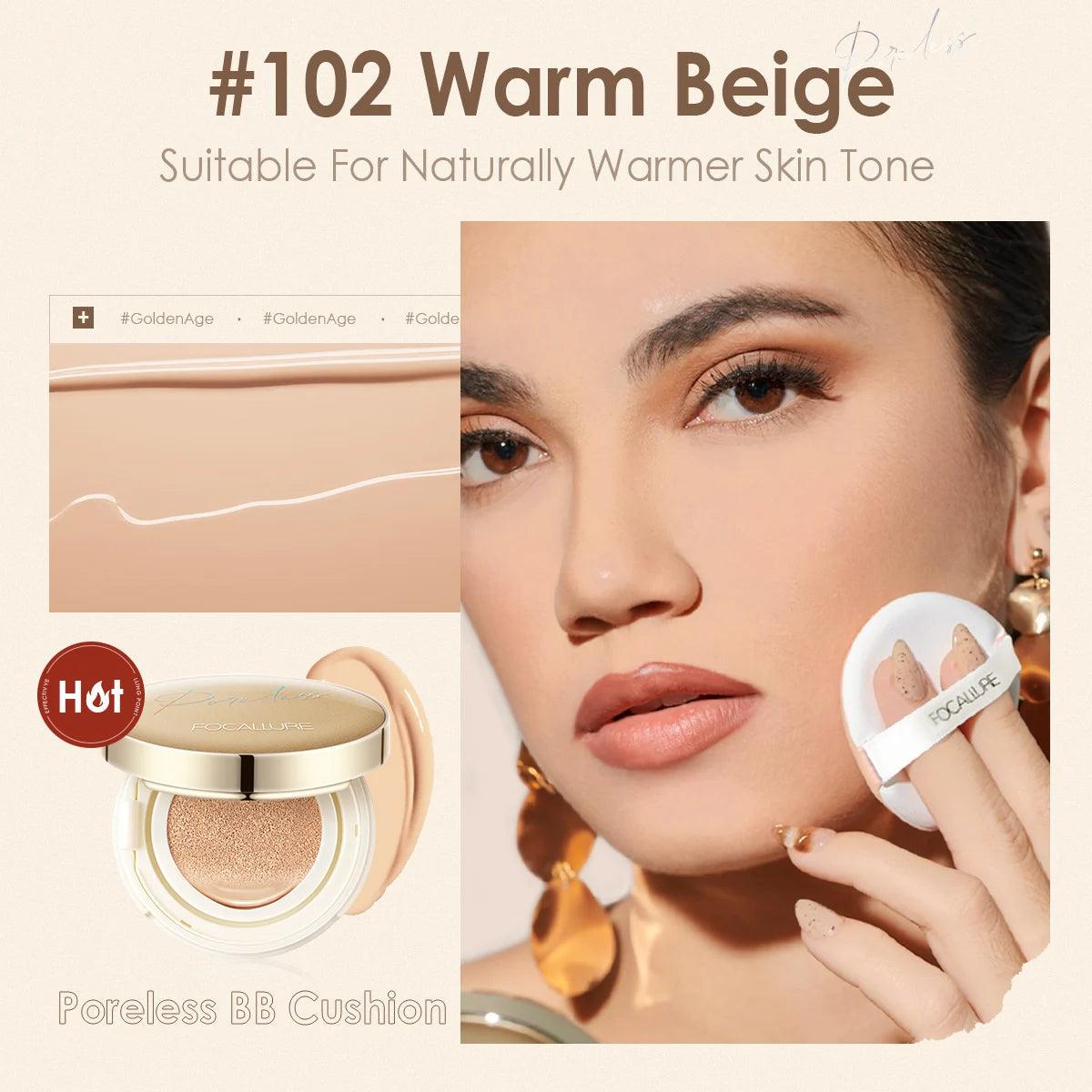 FOCALLURE Waterproof Matte Air Cushion Poreless BB＆CC Cream High Coverage Oil-control Soft Face Makeup Foundation Base Cosmetics - Urbanew