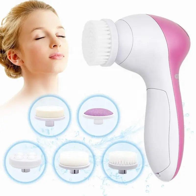 Electric Facial Cleaner 5 IN 1 Face Cleansing Brush Wash Machine Spa Skin Care Massager Blackhead Cleaning Facial Cleanser Tools - Urbanew