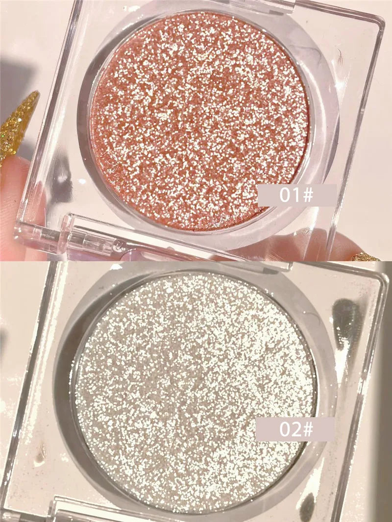 1Pc Diamond Glitter Eyeshadow Shiny Pearlescent White Brown with Flash Eye Shadow Palette Long Lasting Eyes Makeup Cosmetics