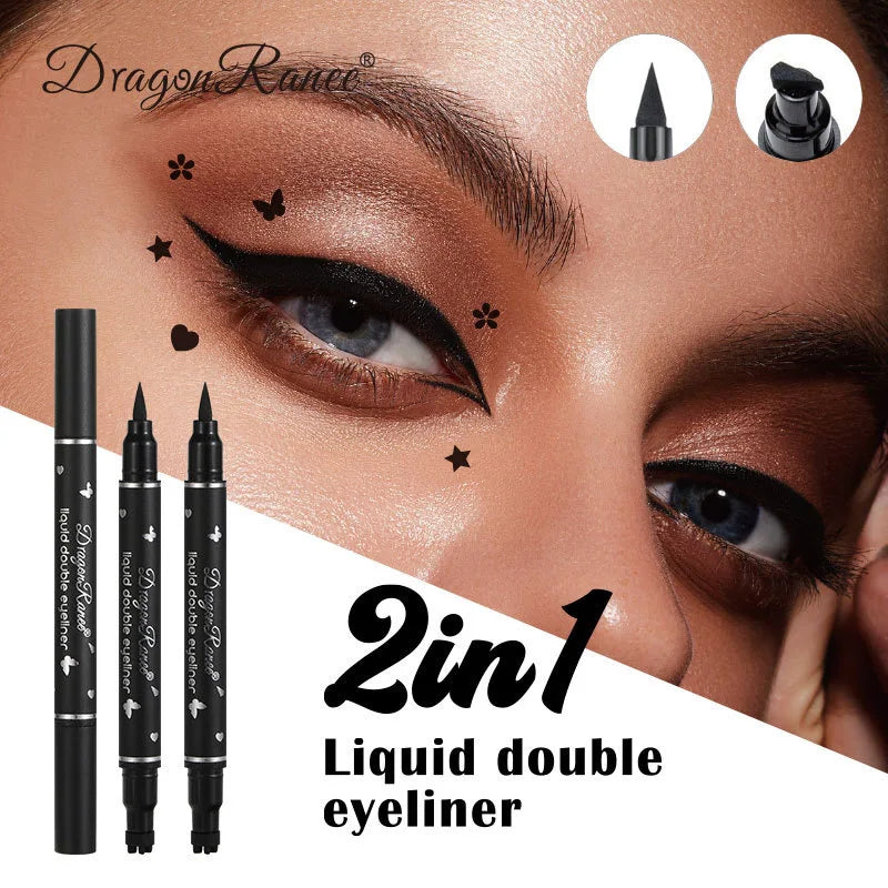 Waterproof Double Head Star Seal Eyeliner Long Lasting Makeup Non-smudging Novice Heart Plum Embellished Eye Tail Eyeliner