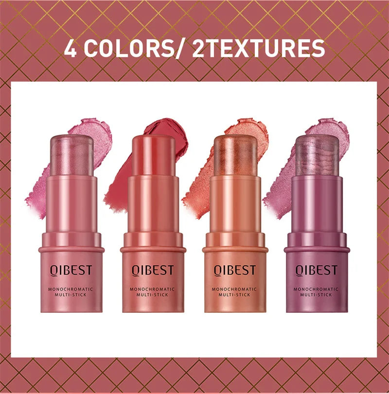 3-in-1 Cheek Blush Stick Lip Tinted Eyes Cheek Lips Brighten Cream Water-resistant Moisturizing Face Contouring Shadow Blusher