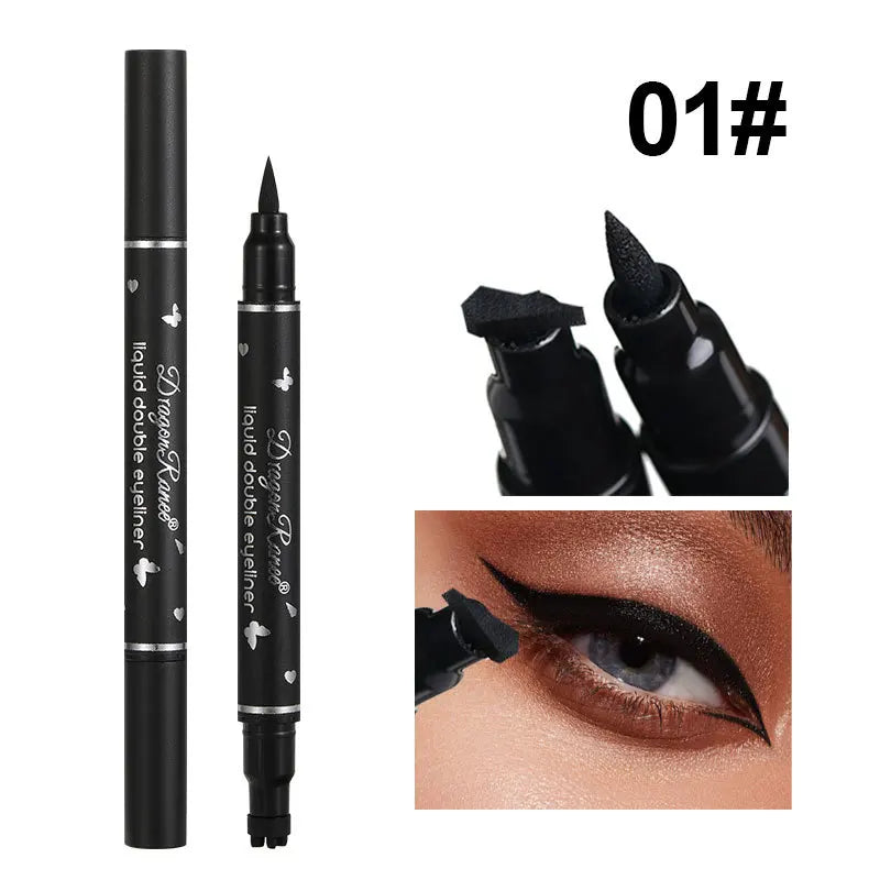 Waterproof Double Head Star Seal Eyeliner Long Lasting Makeup Non-smudging Novice Heart Plum Embellished Eye Tail Eyeliner