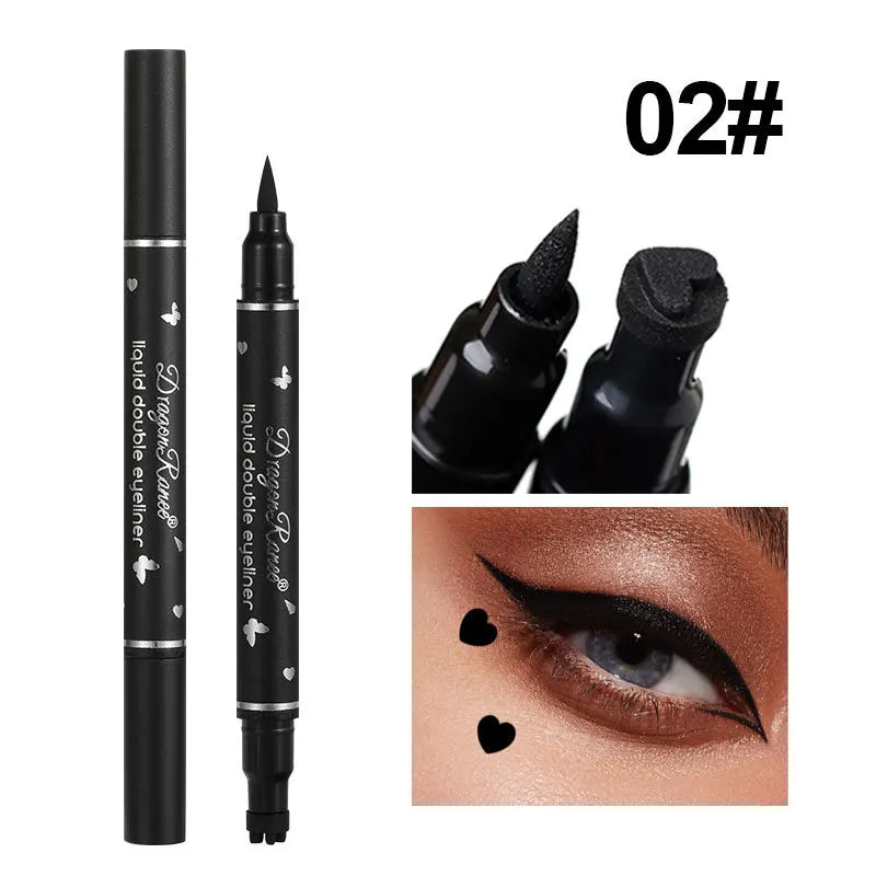 Waterproof Double Head Star Seal Eyeliner Long Lasting Makeup Non-smudging Novice Heart Plum Embellished Eye Tail Eyeliner