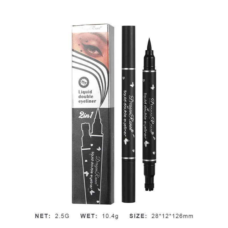 Waterproof Double Head Star Seal Eyeliner Long Lasting Makeup Non-smudging Novice Heart Plum Embellished Eye Tail Eyeliner