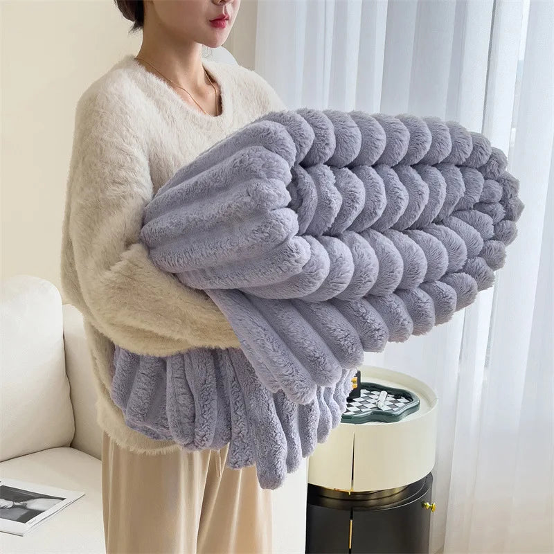 Cozy Comfort Flannel Blanket - Thick, Striped & Super Soft (Multiple Colors & Sizes)