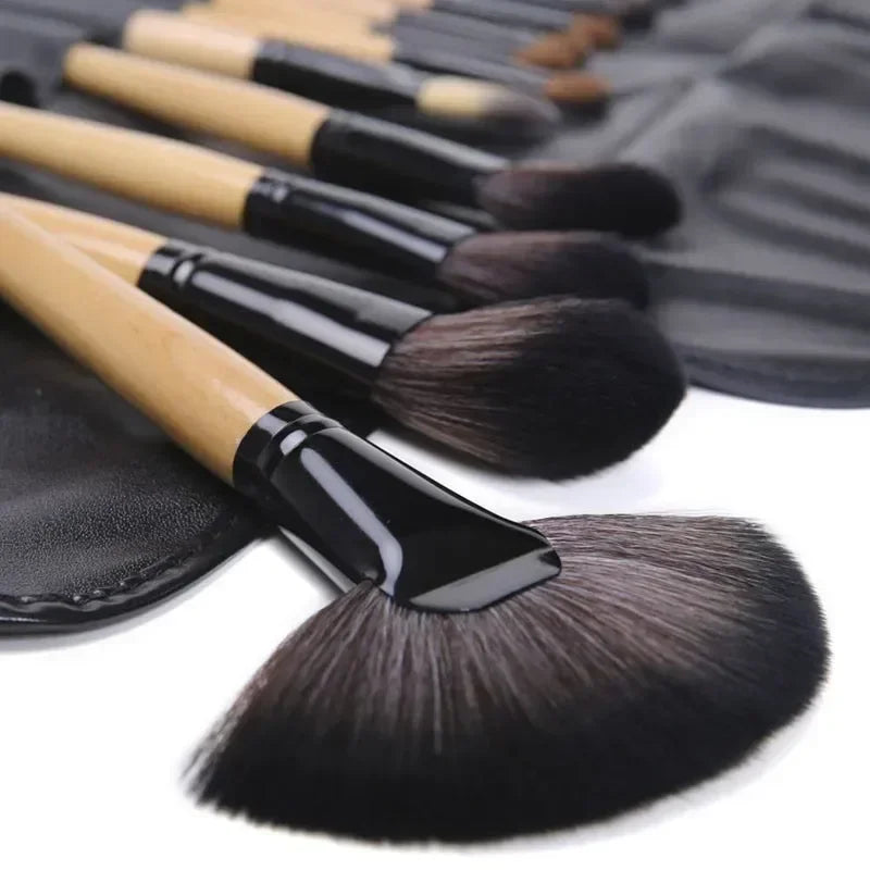 24-Piece Professional Makeup Brush Set with Carrying Case - Vegan & Cruelty-Free