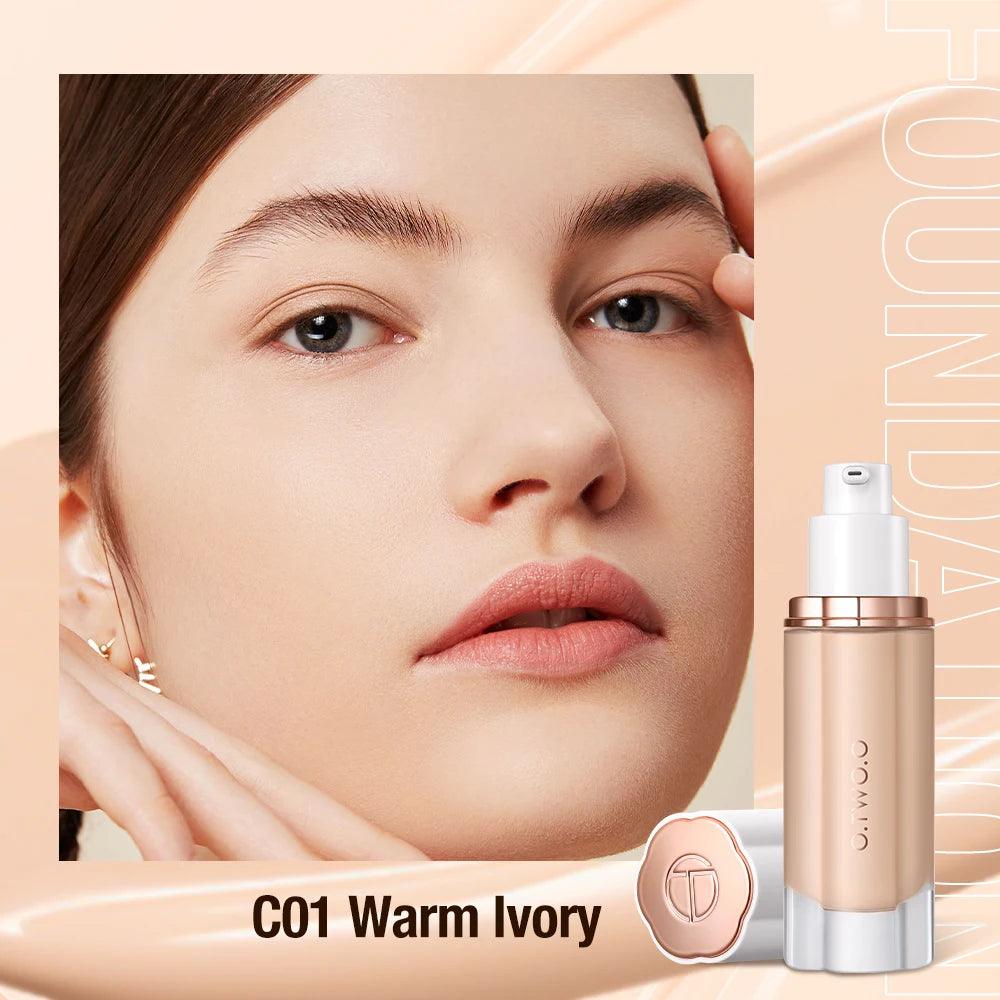 O.TWO.O Liquid Foundation Cream for Face 30ml High Coverage Makeup Base SPF30 Waterproof Concealer Makeup Foundation - Urbanew