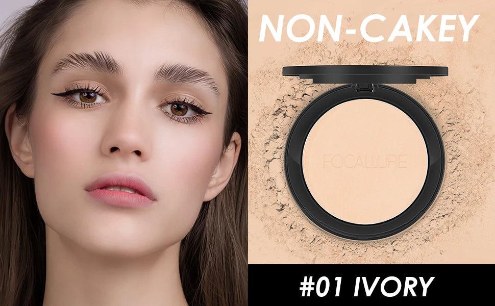 FOCALLURE 9 Colors Pressed Powder Waterproof Long-lasting Full Coverage Face Compact Setting Powder Makeup Foundation Cosmetics - Urbanew