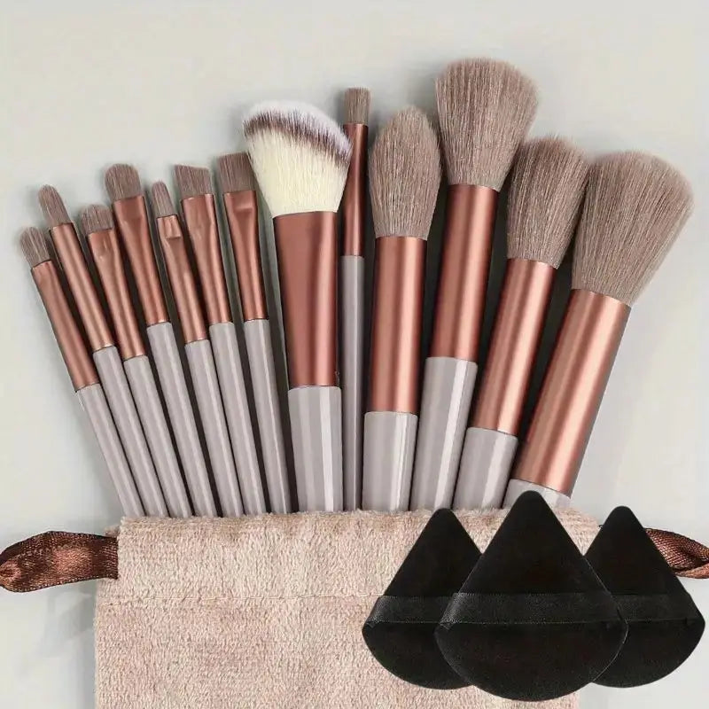 13pcs Premium Synthetic Nylon Bristle Makeup Brush Set - Soft, Gentle, and Cruelty-Free for Flawless Foundation, Blush, Powder,