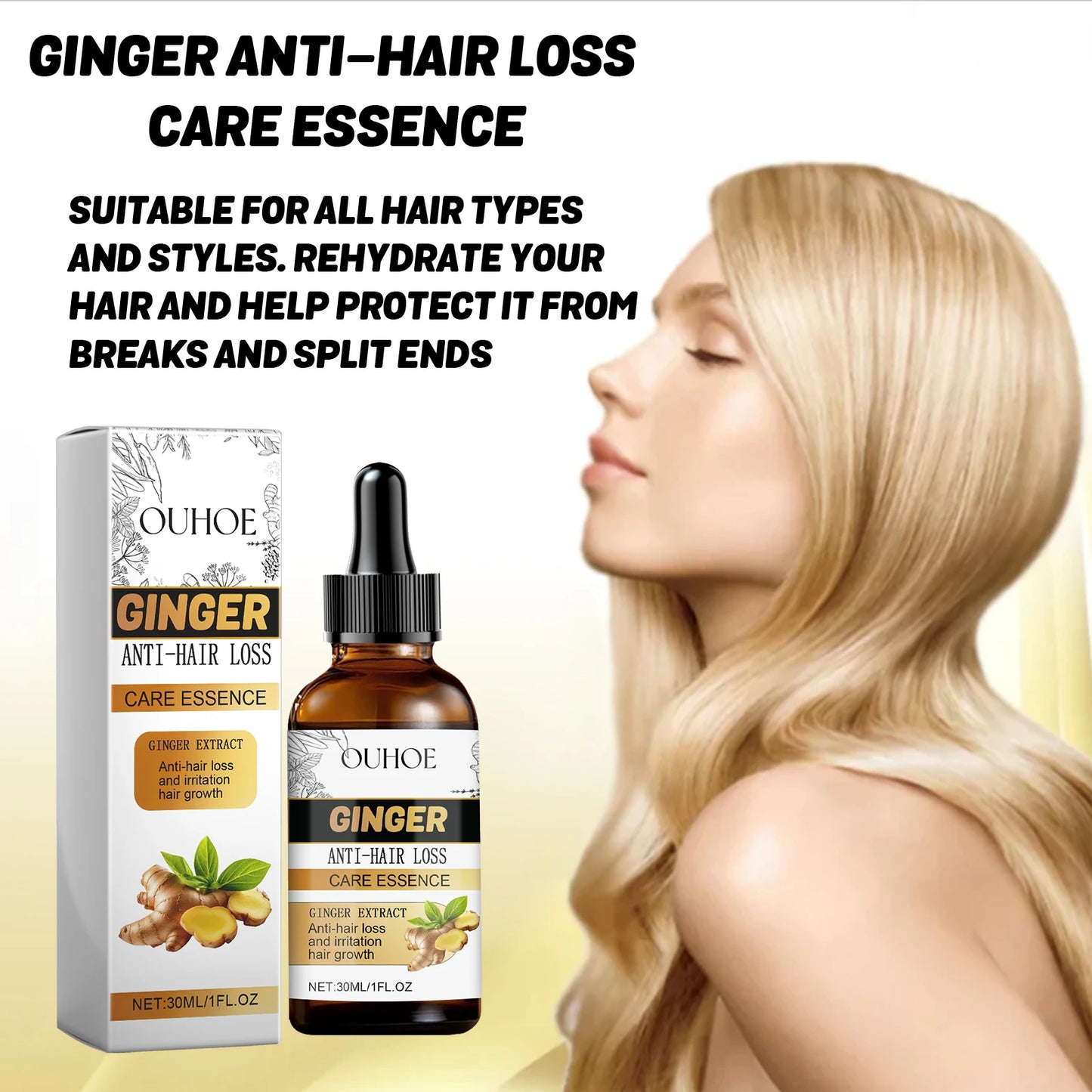 OUHOE Ginger Hair Growth Serum - Revitalize Thinning Hair & Promote Growth (30ml)