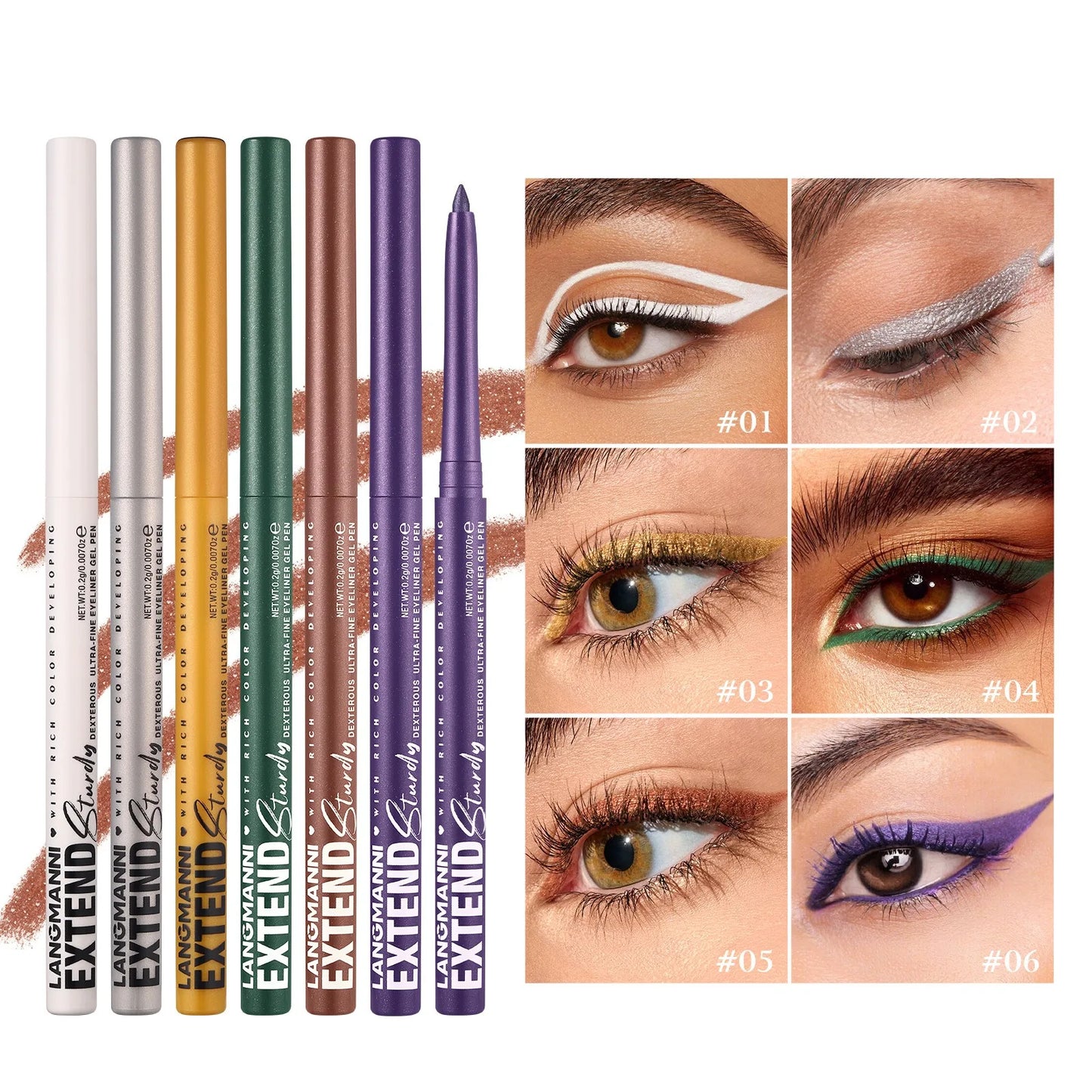 Matte Glitter Gel Eyeliner Pencil Smooth Waterproof Blue Brown Eyeliner Fast Dry Matte Concealer Pen Long Lasting Eyes Makeup