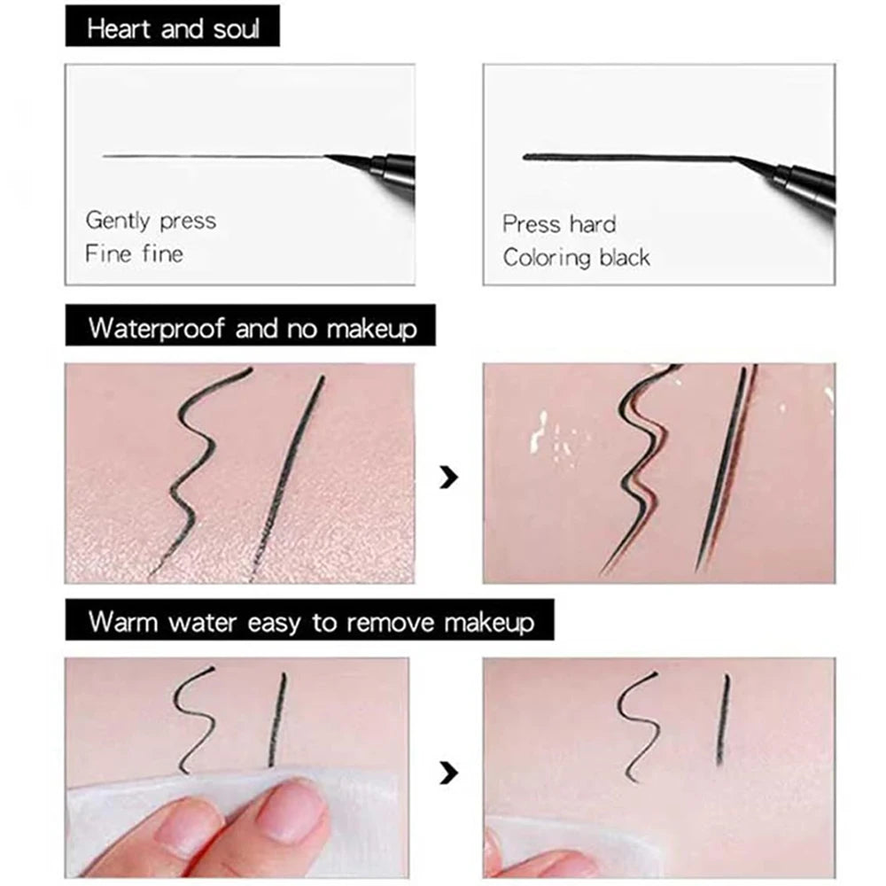 3pcs Waterproof Black Eyeliner Pencils-Smudge-Proof Long-Lasting &Beginner-Friendly Wooden Eyebrow Liner Pen Makeup Combined