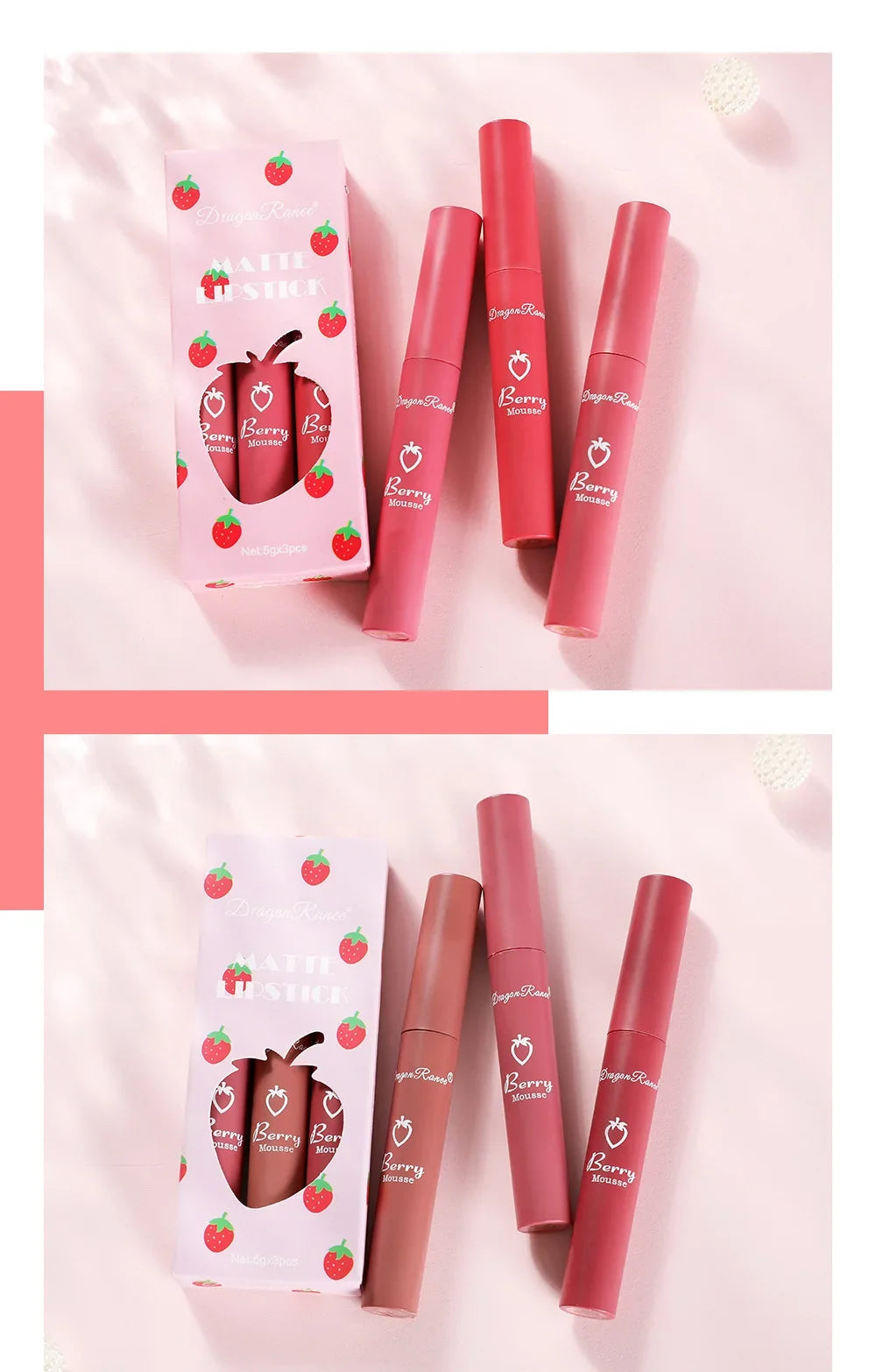 3 PCS Matte Lip Gloss Set Sexy Red Tint For Lips Makeup Long Lasting Nude Liquid Lipstick Waterproof Lip Glaze Lip Cosmetics