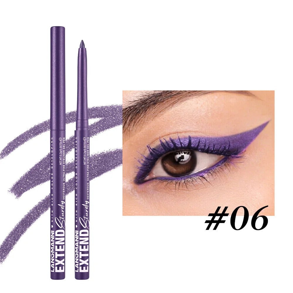 Matte Glitter Gel Eyeliner Pencil Smooth Waterproof Blue Brown Eyeliner Fast Dry Matte Concealer Pen Long Lasting Eyes Makeup