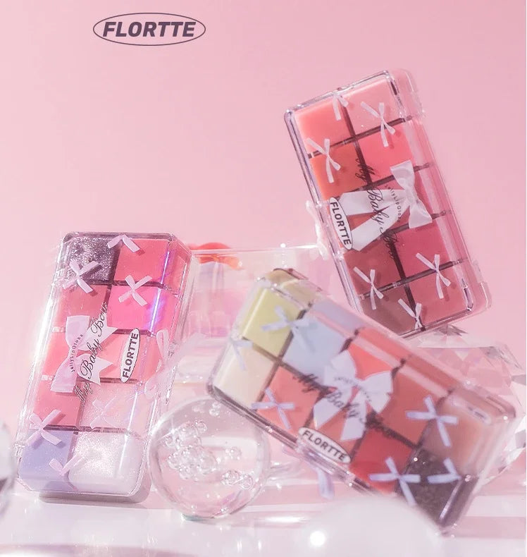 FLORTTE & My Baby Bow 10-color jell ylip gloss palette lipstick lip glaze