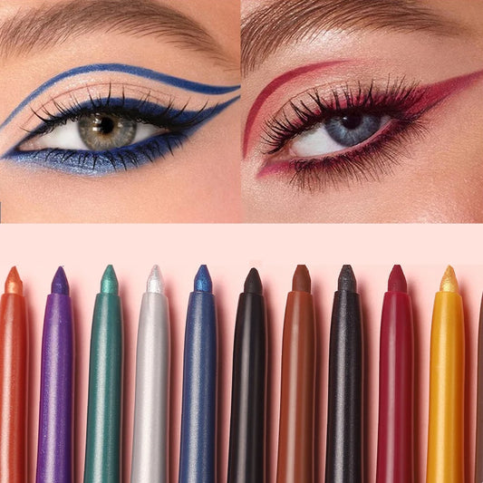 Matte Glitter Gel Eyeliner Pencil Smooth Waterproof Blue Brown Eyeliner Fast Dry Matte Concealer Pen Long Lasting Eyes Makeup