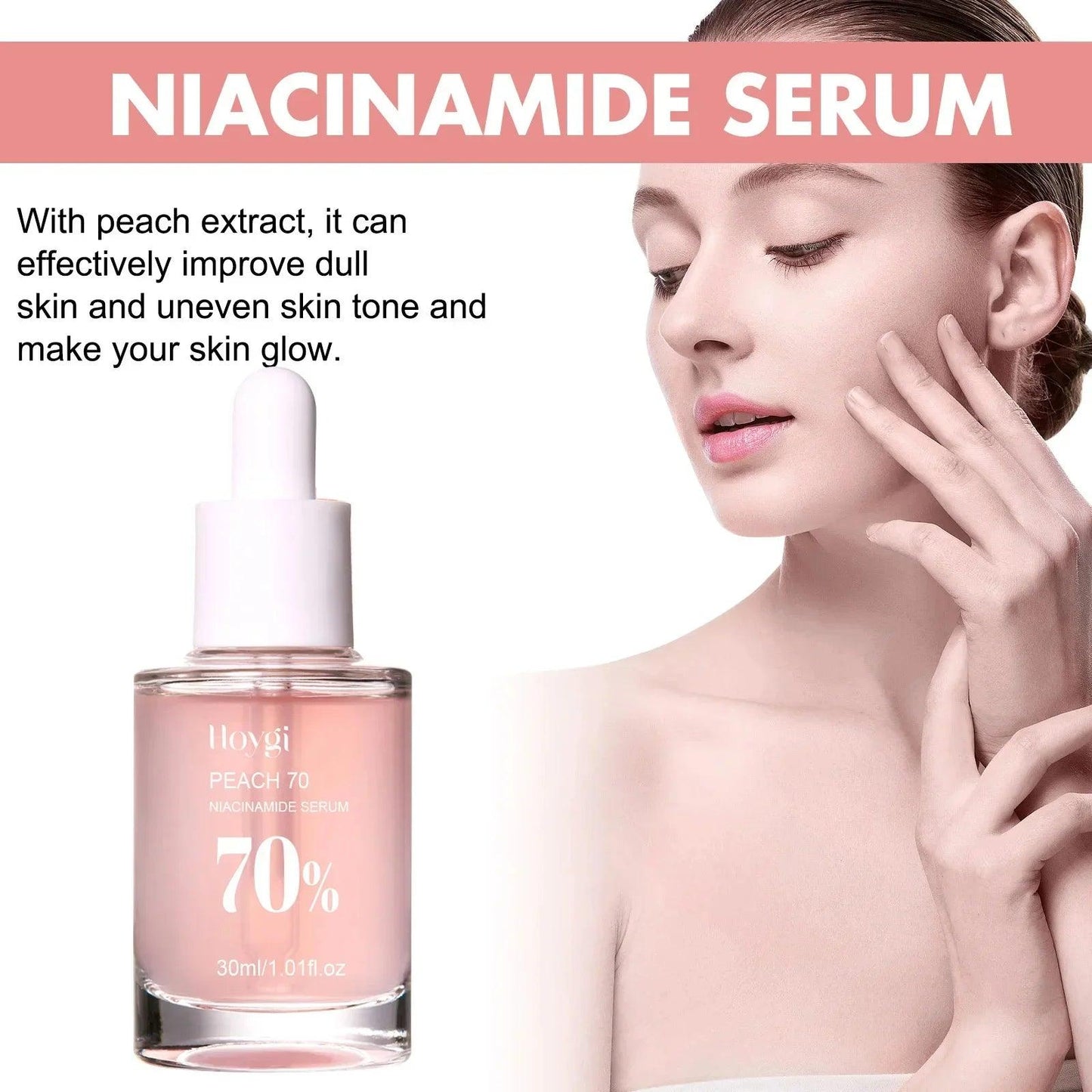 Peach 70% Niacinamide Serum 30ml Moisturizing Prevent Dryness Facial Essential Oil Increasing Elasticity Smooth Soften Skin Care - Urbanew