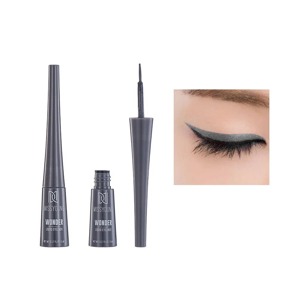 3-Color Matte Eyeliner In Grey Blue Black For Gray Look Waterproof Fade-Proof Formula Easy To Apply Brush Y2K Liquid Eyeliner