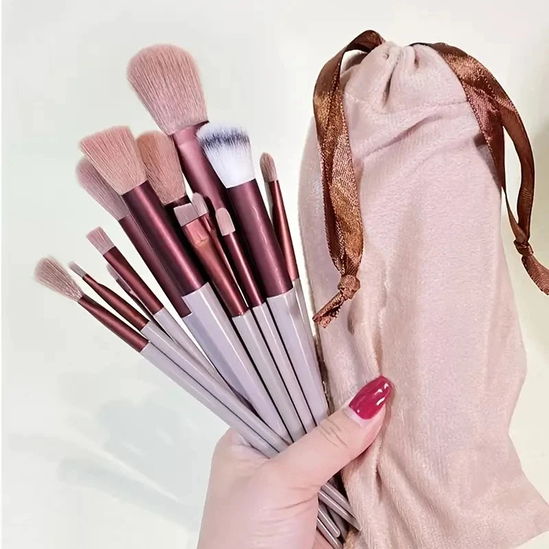 13pcs Premium Synthetic Nylon Bristle Makeup Brush Set - Soft, Gentle, and Cruelty-Free for Flawless Foundation, Blush, Powder,