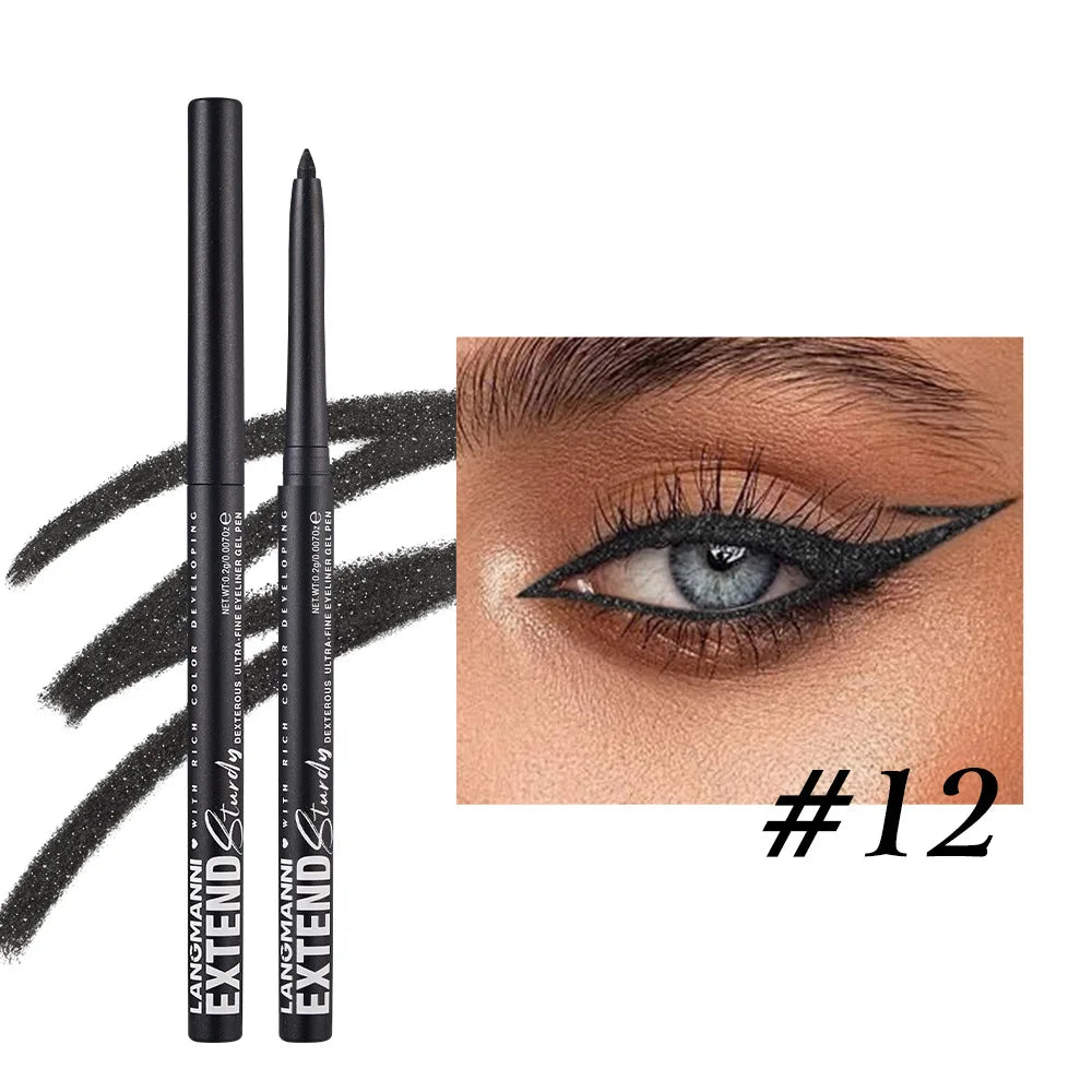 Matte Glitter Gel Eyeliner Pencil Smooth Waterproof Blue Brown Eyeliner Fast Dry Matte Concealer Pen Long Lasting Eyes Makeup