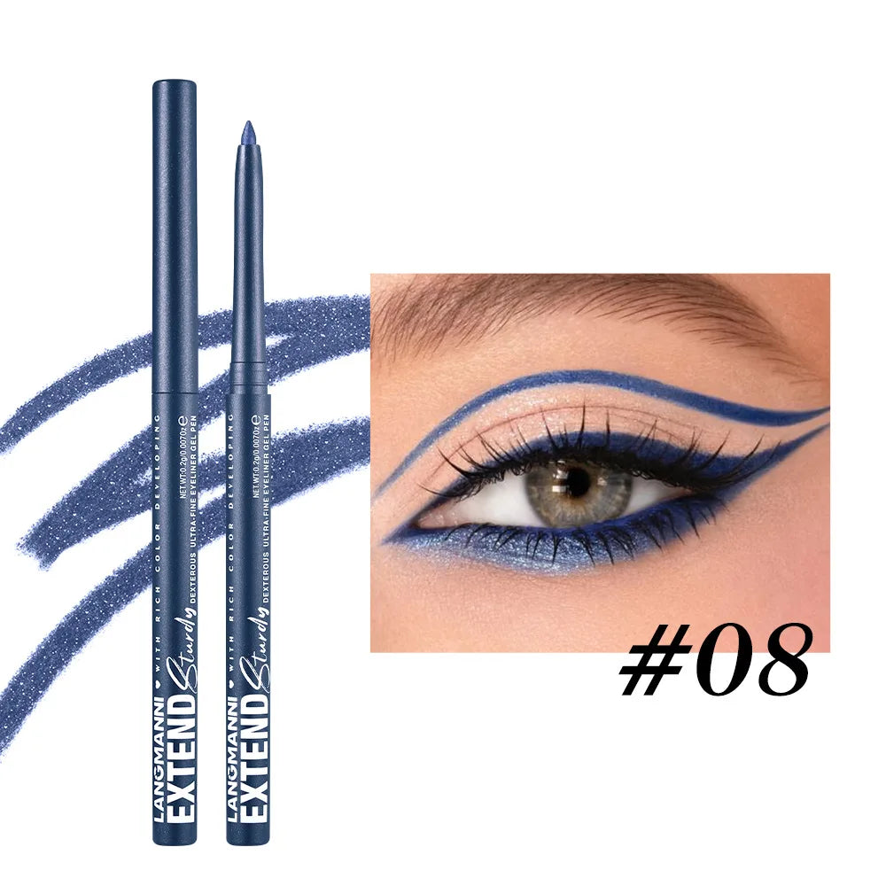 Matte Glitter Gel Eyeliner Pencil Smooth Waterproof Blue Brown Eyeliner Fast Dry Matte Concealer Pen Long Lasting Eyes Makeup