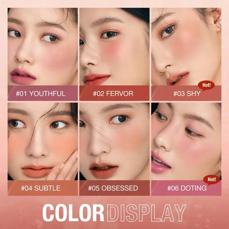 6 Colors Rouge Cheeks Contouring Blush Stick Multi-function Waterproof Lasting Blusher Brightening Blusher Cream Natural Makeup