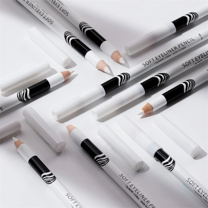 1/12pcs White Eyeliner Makeup Smooth Easy To Wear Lasting Eyes Brightener Waterproof Fashion Eyes Liner Pencils Eye Makeup Tool